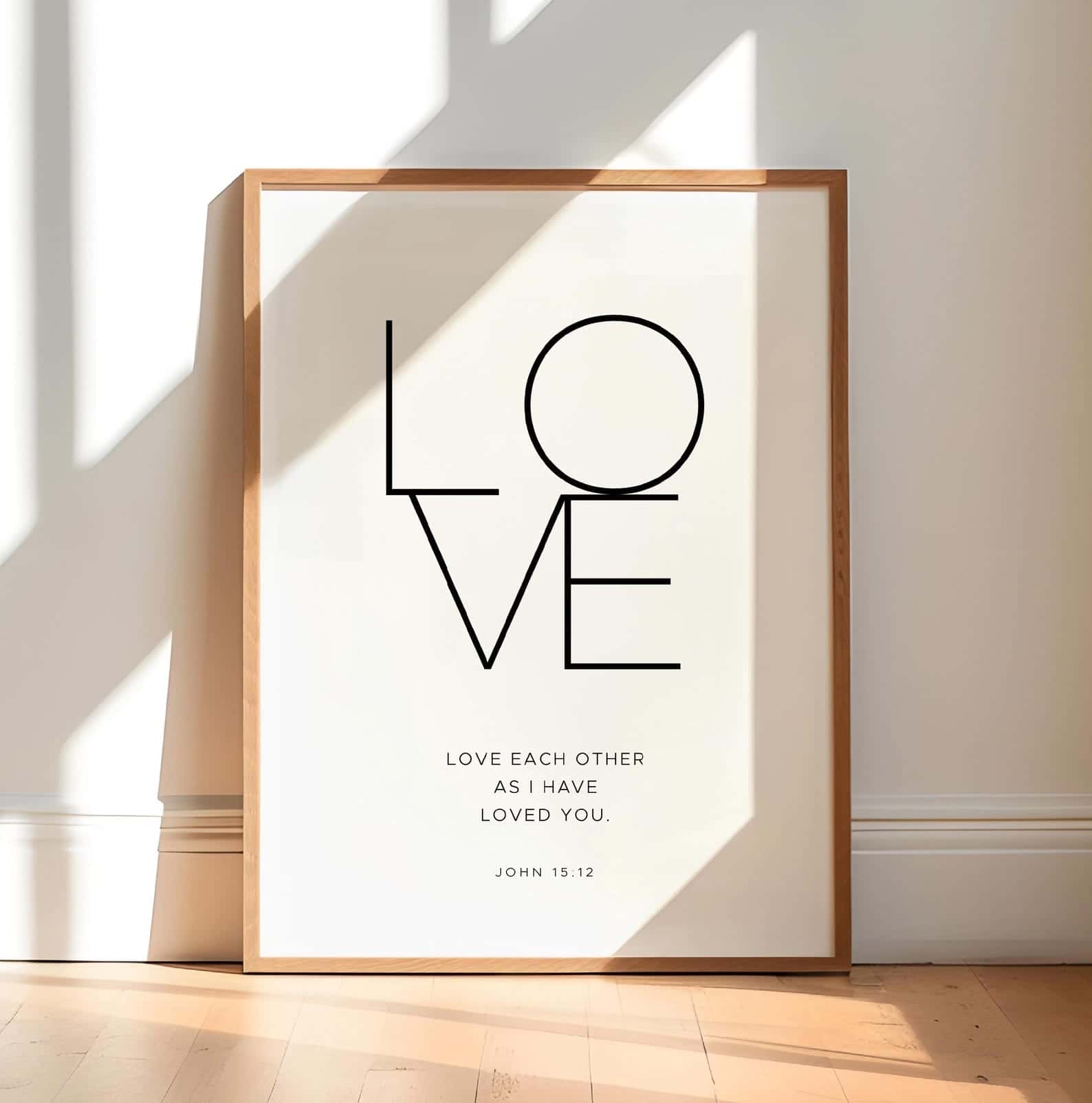 LOVE, Bible Verse on Love, John 15:12 | Single, Christian Wall Art, A3 at XILEF Art