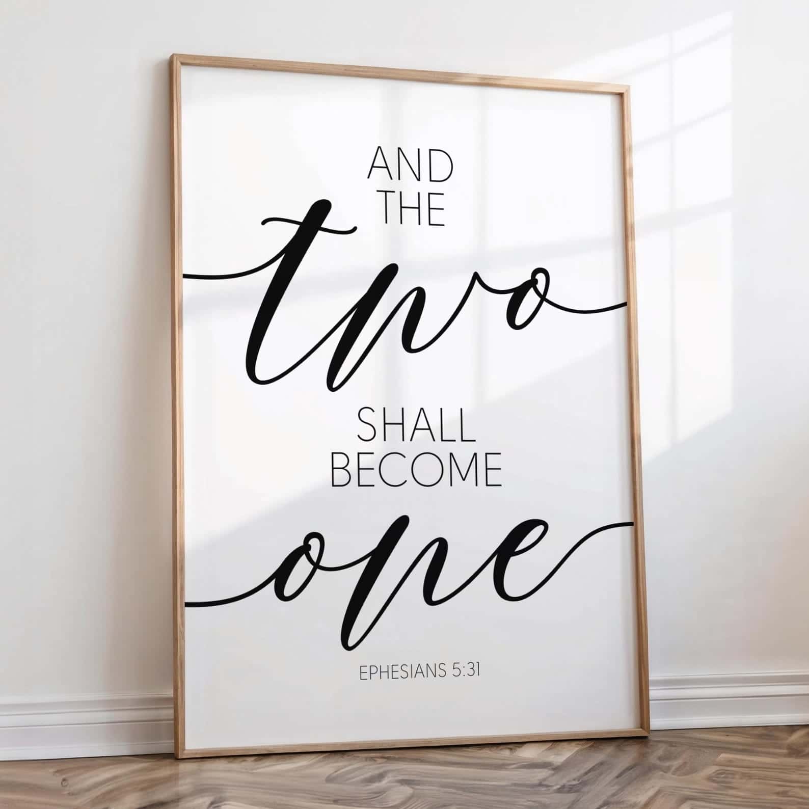 And The Two Shall Become One, Ephesians 5:31 | Single, Christian Wall Art, A3 at XILEF Art