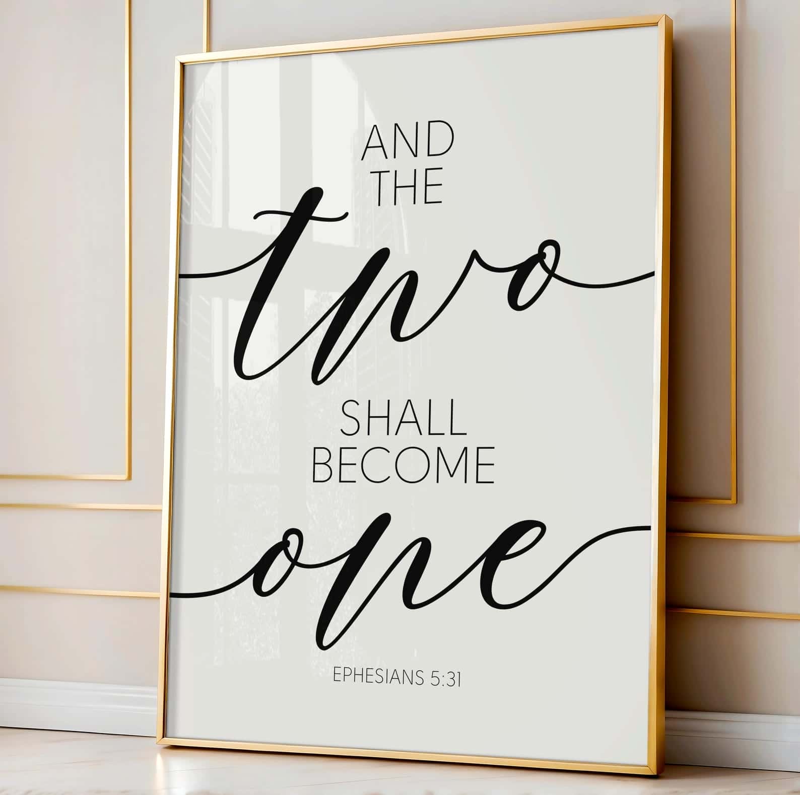 And The Two Shall Become One, Ephesians 5:31 | Single, Christian Wall Art, A2 at XILEF Art