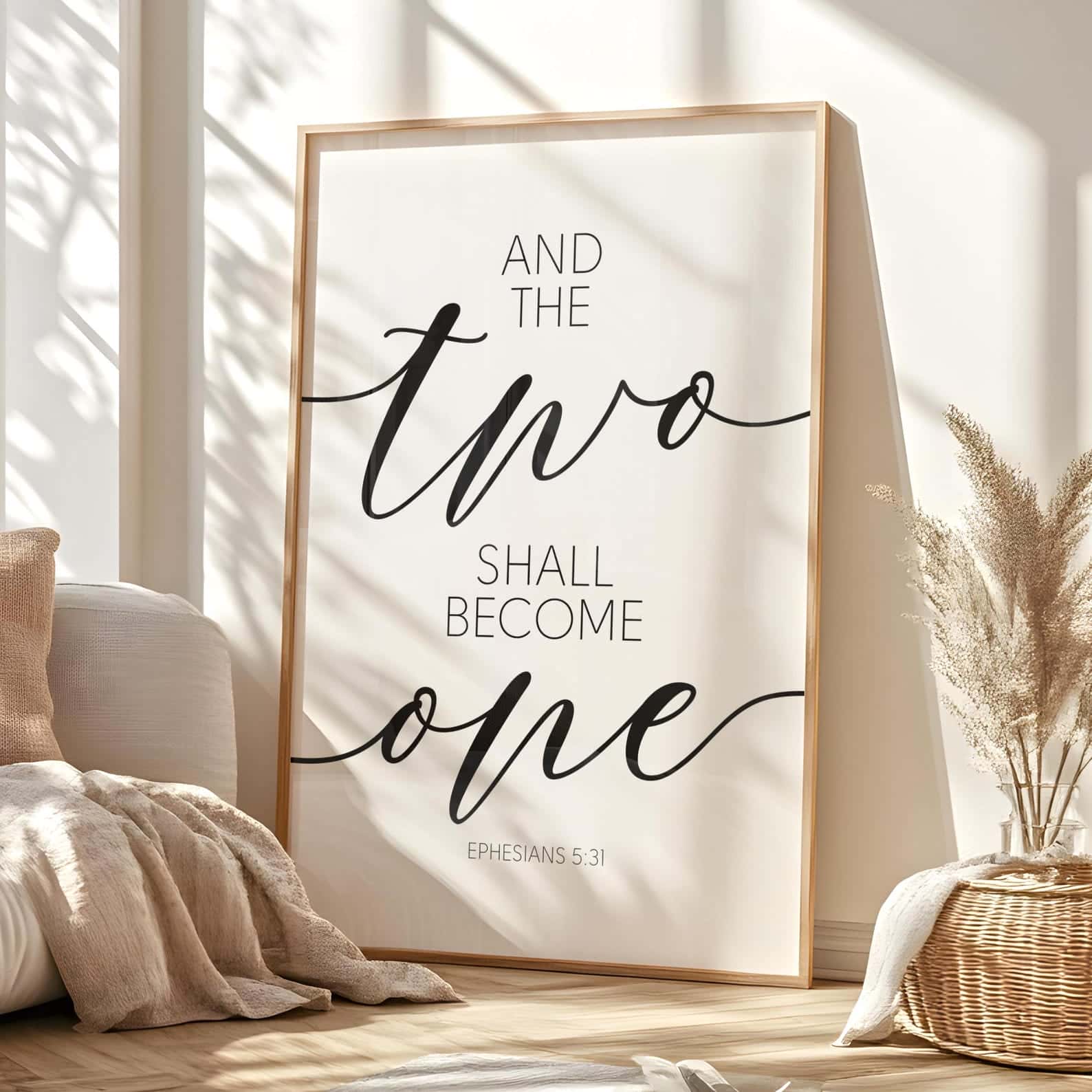 And The Two Shall Become One, Ephesians 5:31 | Single, Christian Wall Art, A2 at XILEF Art