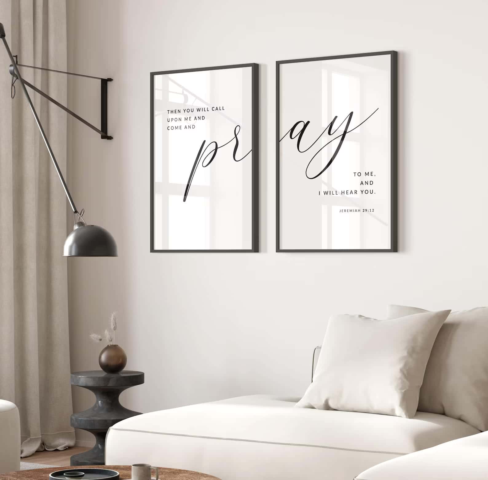 Then You Will Pray, Bible Verse, Jeremiah 29:12 | Duo Set, Christian Wall Art, A2 at XILEF Art