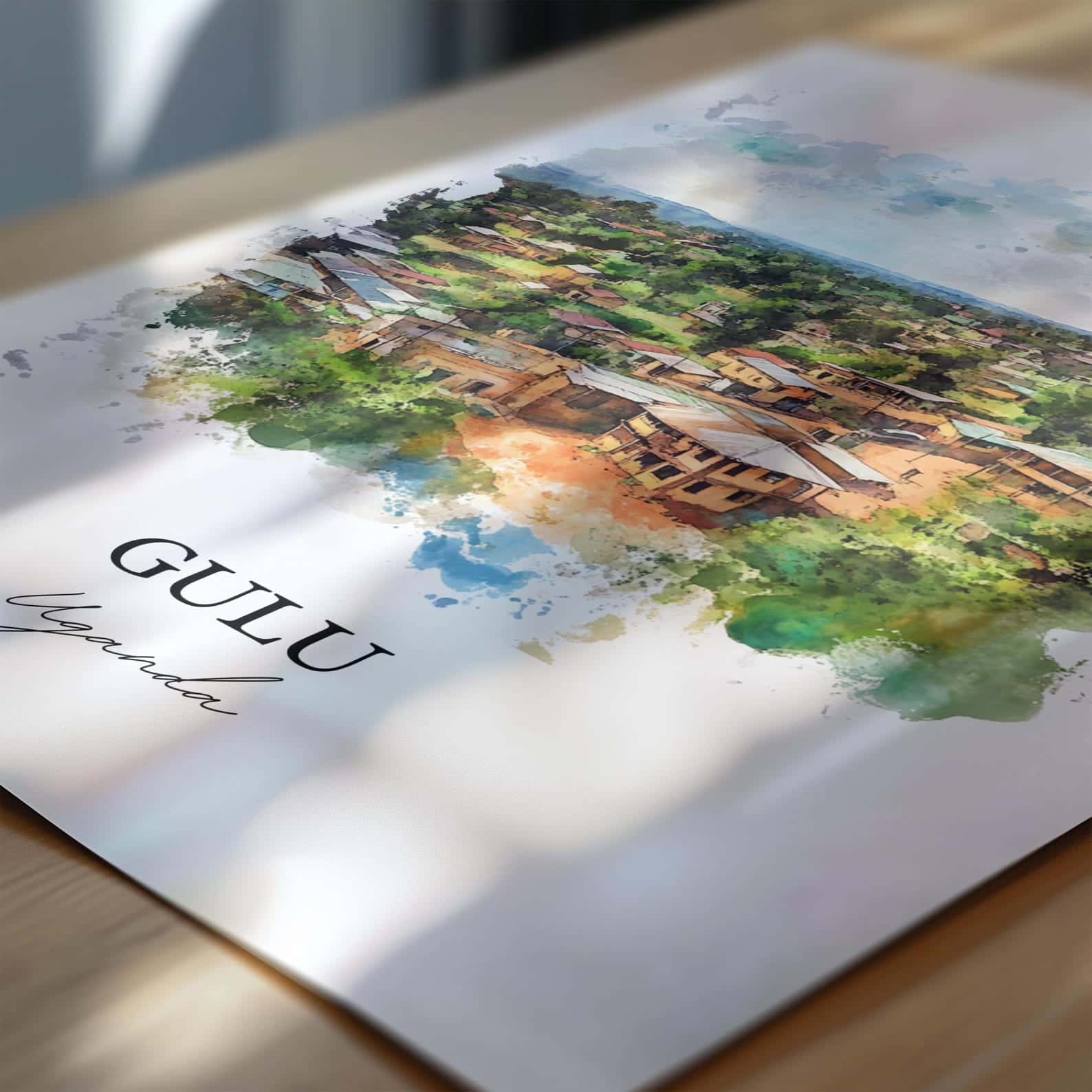 Map of Uganda Artwork | Maps Wall Art | A2 at XILEF Art