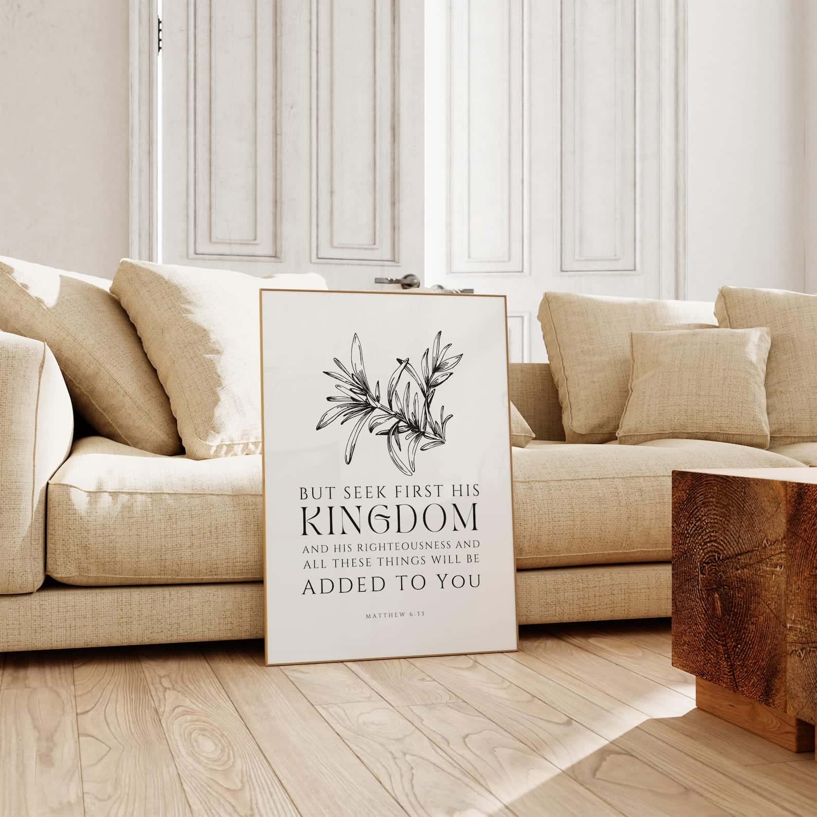But Seek First His Kingdom, Matthew 6:33 | Single, Christian Wall Art, A2 at XILEF Art