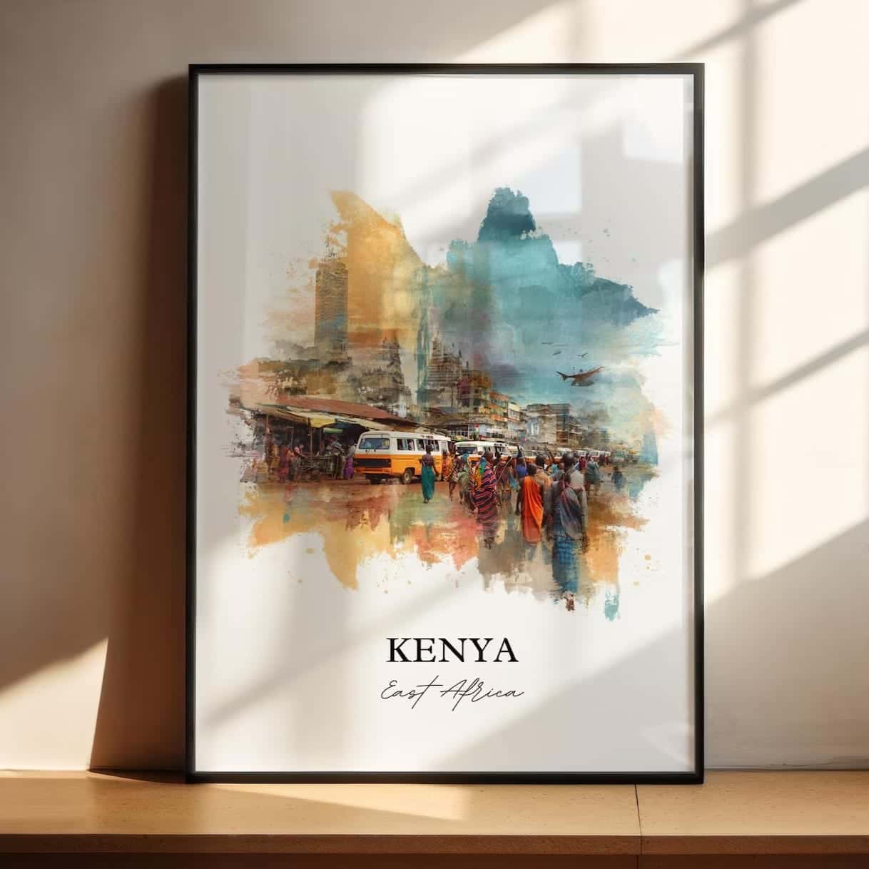 Map of Kenya Artwork | Maps Wall Art | A2 at XILEF Art