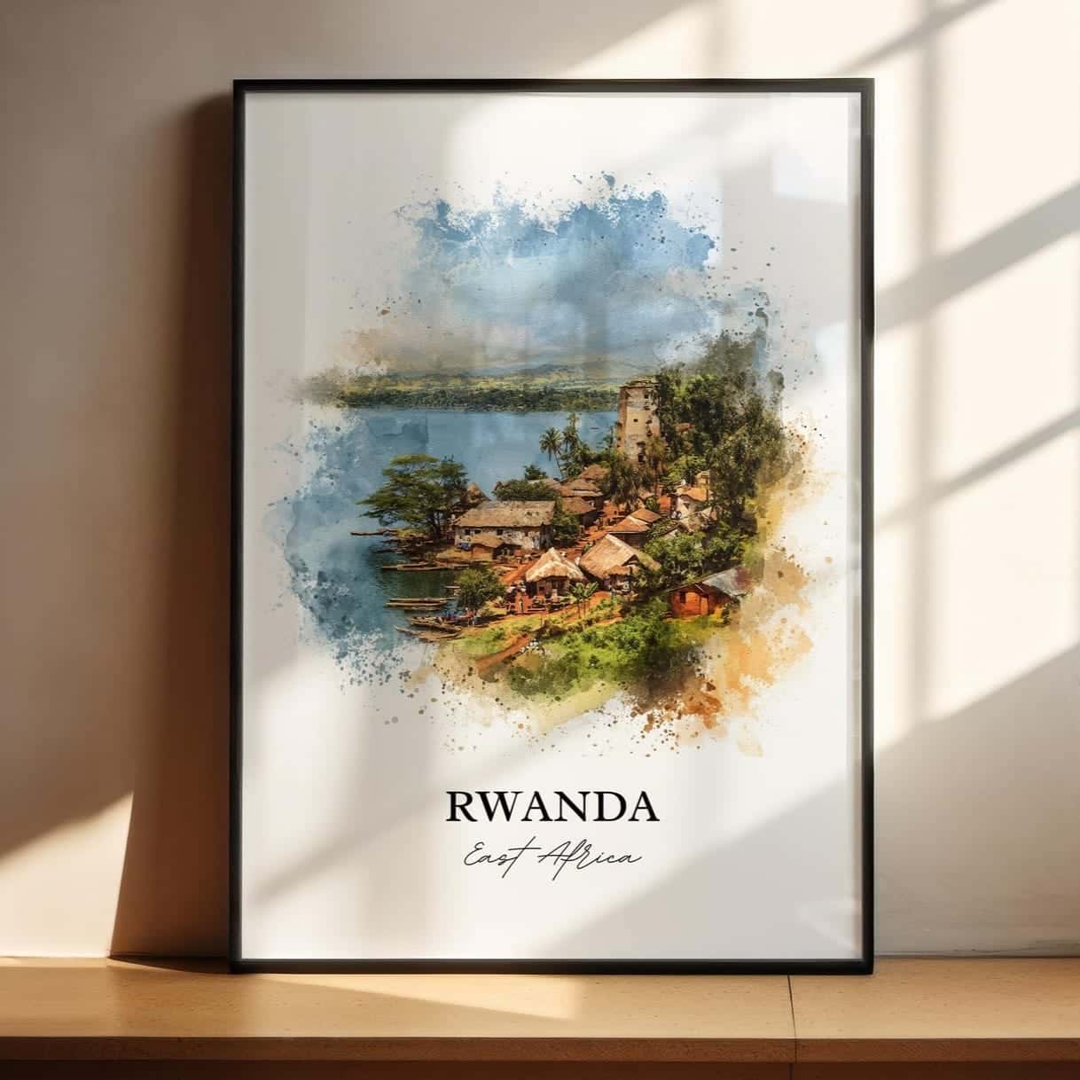 Map of Rwanda Artwork | Maps Wall Art | A2 at XILEF Art