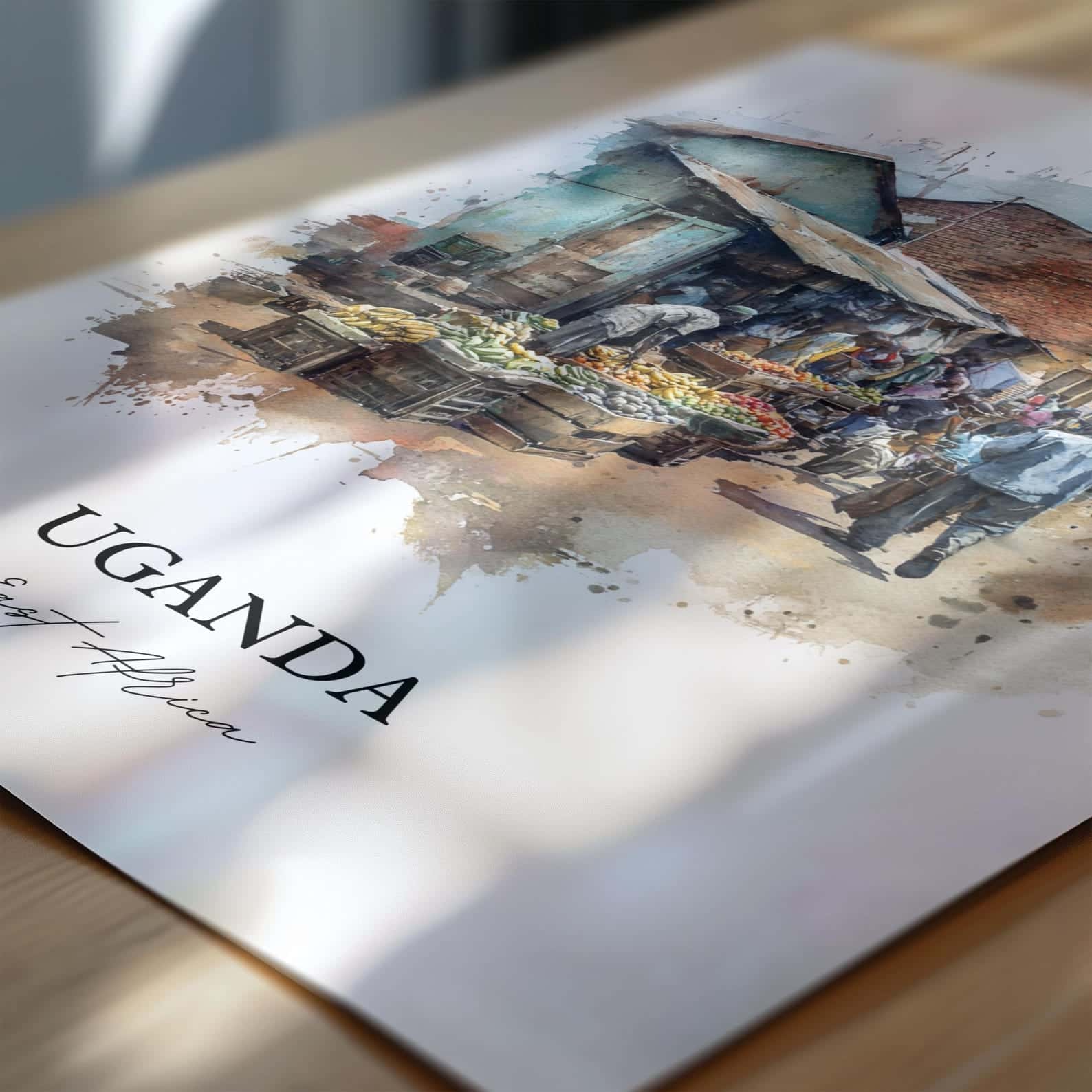 Map of Uganda Artwork | Maps Wall Art | A2 at XILEF Art