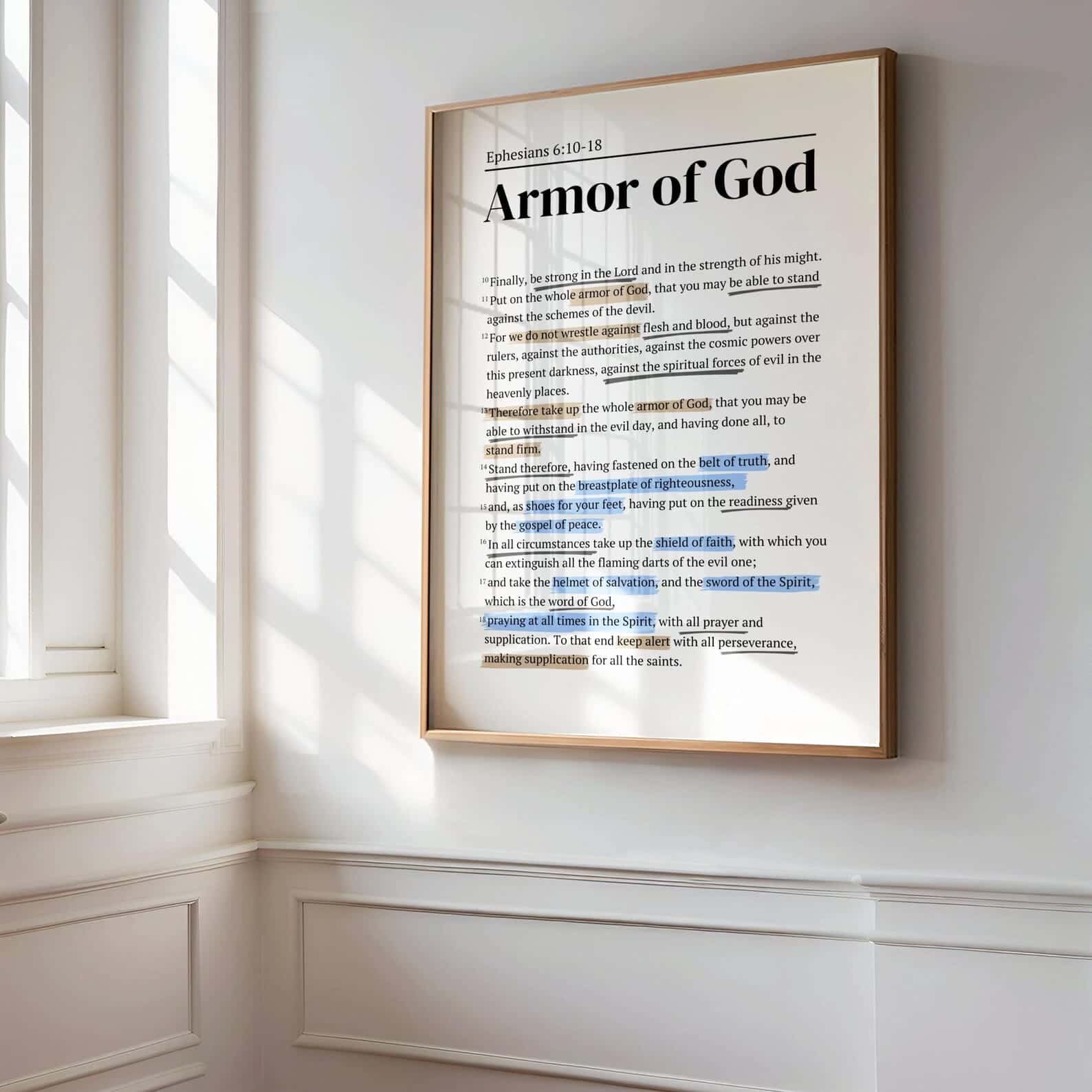 The Armor of God, Ephesians 6:10-18 | Single, Christian Wall Art, A3 at XILEF Art