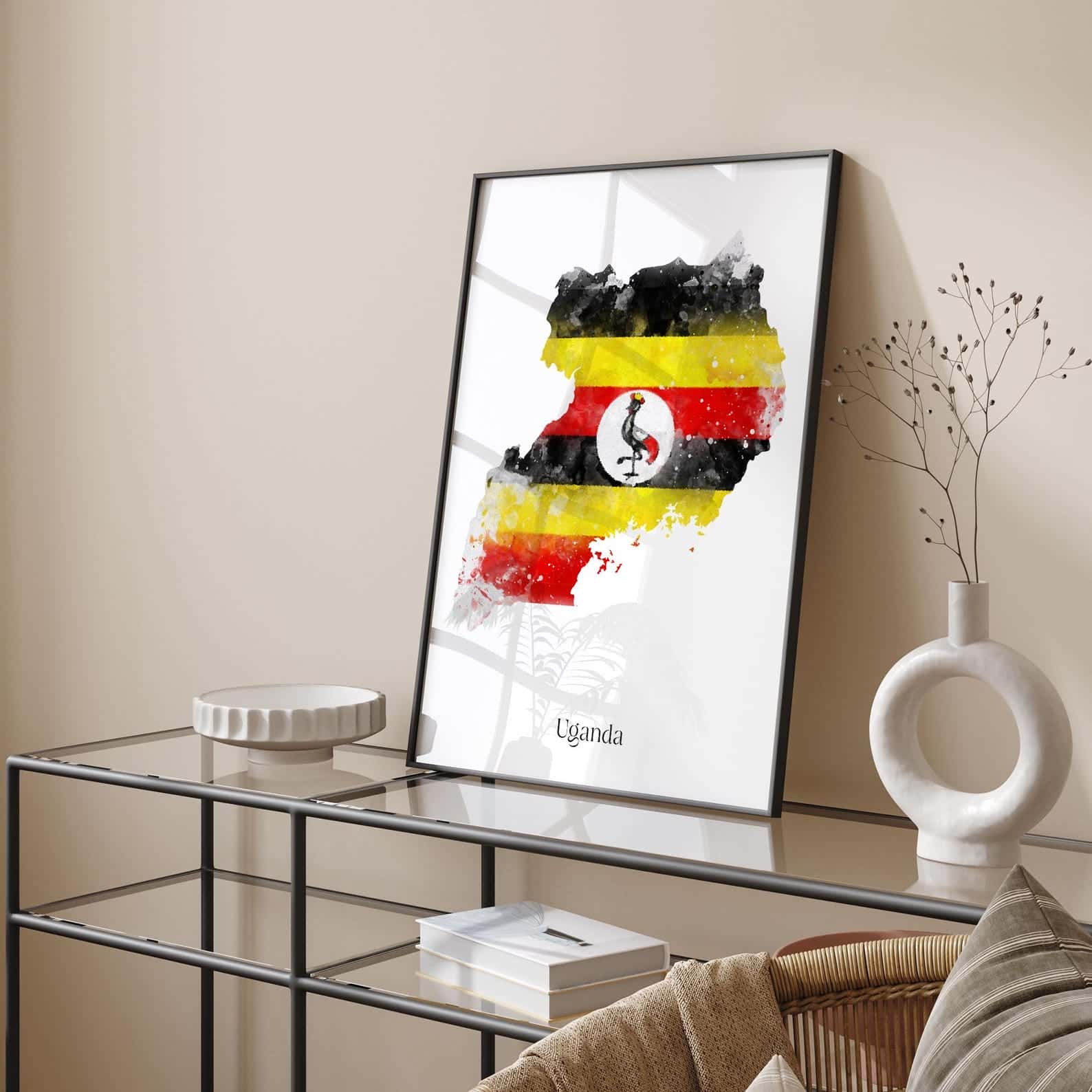 Map of Uganda Artwork | Maps Wall Art | A2 at XILEF Art