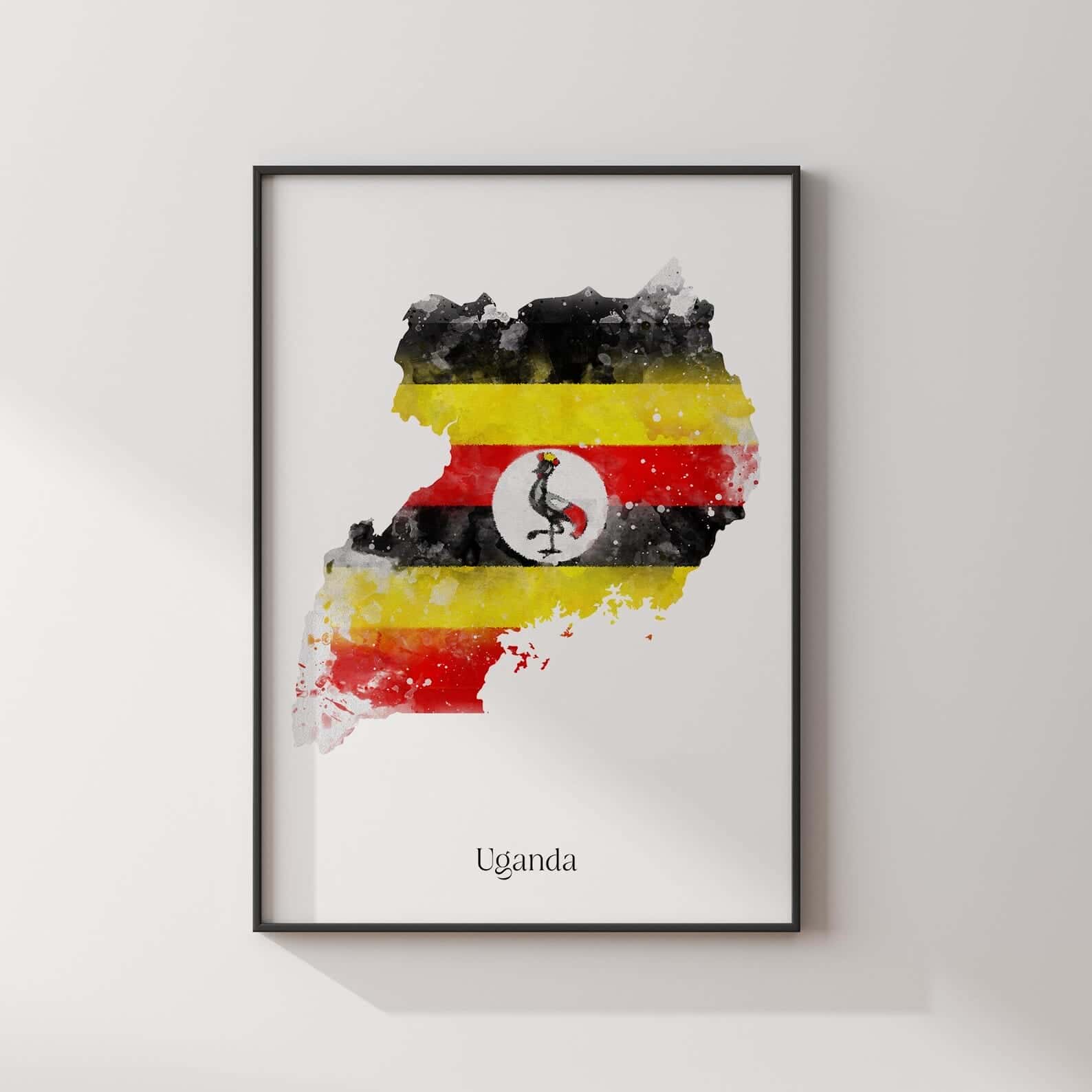 Map of Uganda Artwork | Maps Wall Art | A2 at XILEF Art