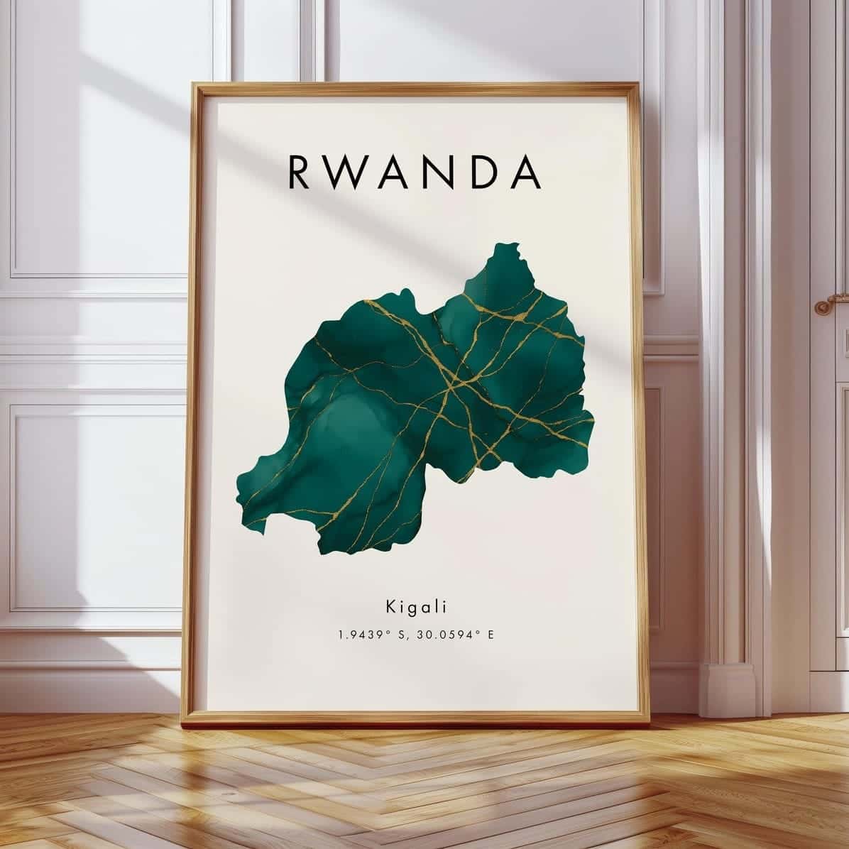 Map of Rwanda Artwork | Maps Wall Art | A2 at XILEF Art