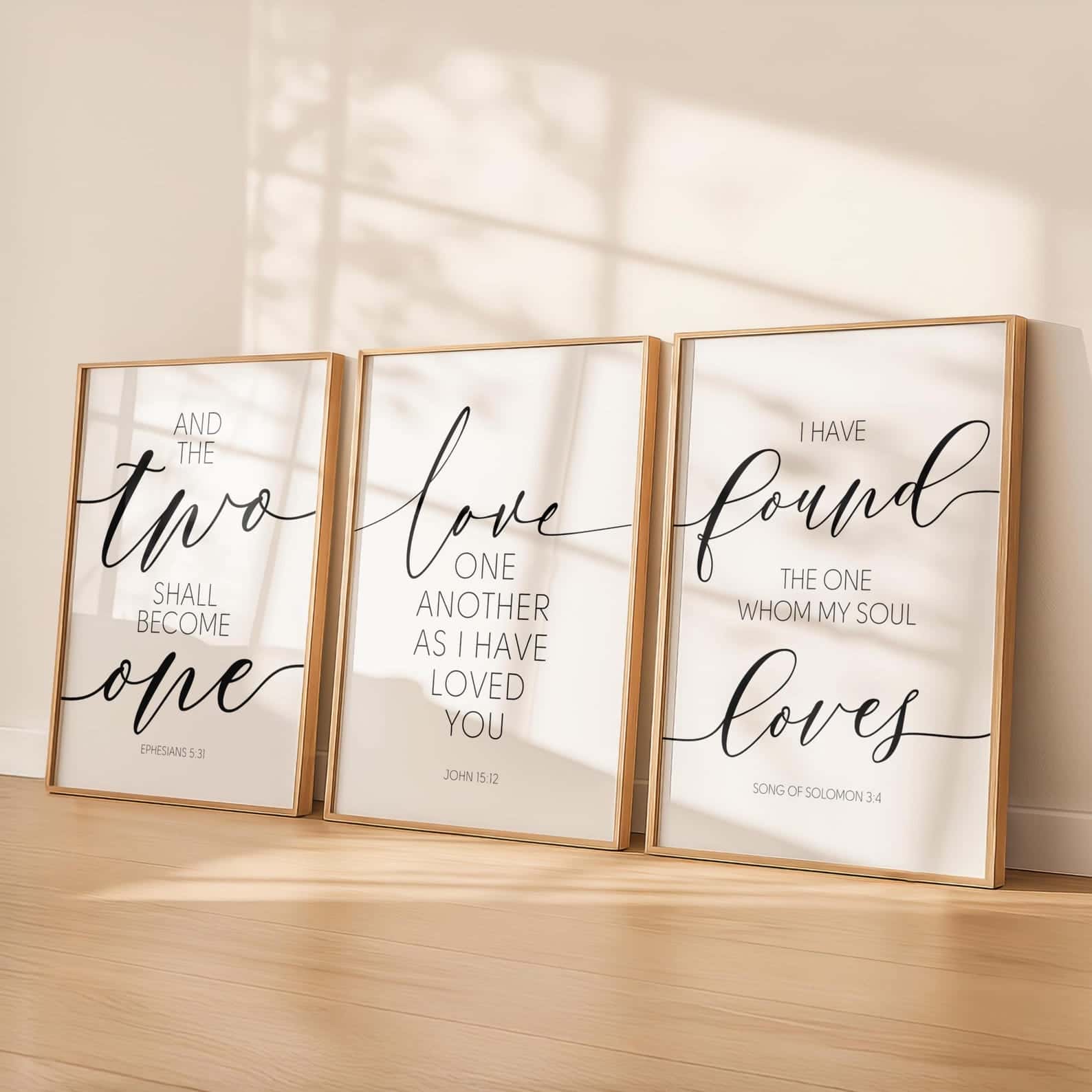 Love Bible Verses | Custom Wedding Gift | Custom Couple Gift | Custom Anniversary Gift | Trio Set Wall Art, A2 at XILEF Art
