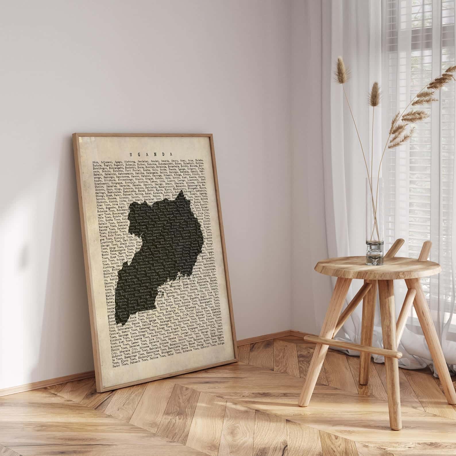 Map of Uganda Artwork | Maps Wall Art | A2 at XILEF Art