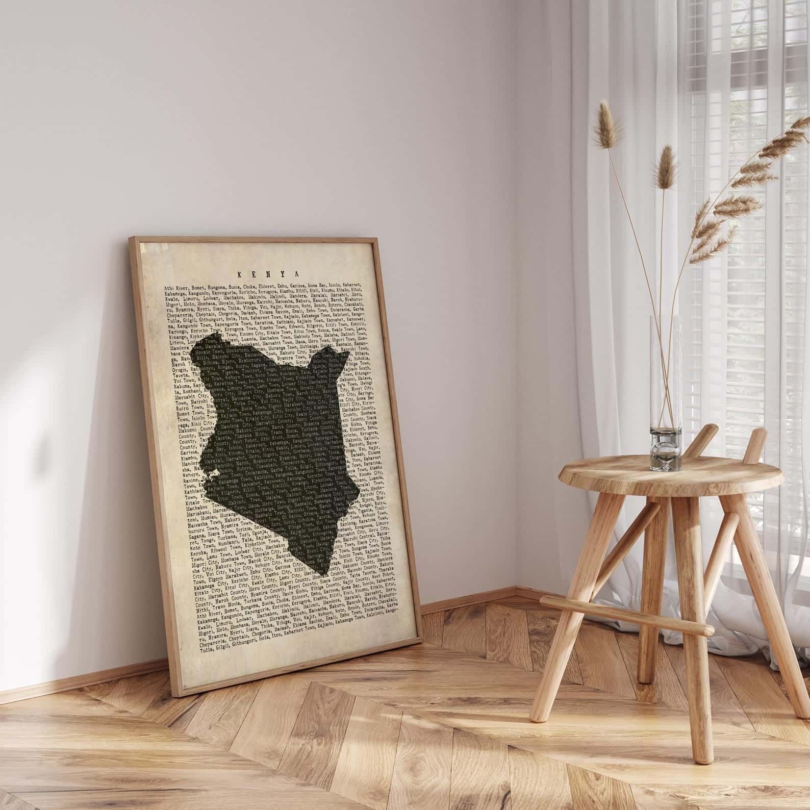 Map of Kenya Artwork | Maps Wall Art | A2 at XILEF Art