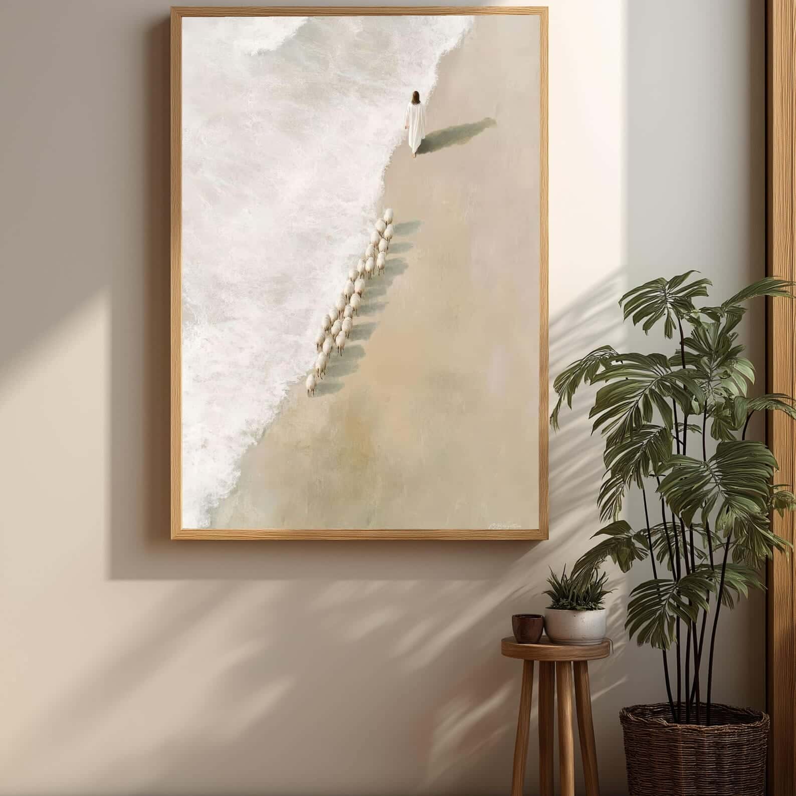 Jesus Leading His Sheep | Christian Wall Art, A2 at XILEF Art