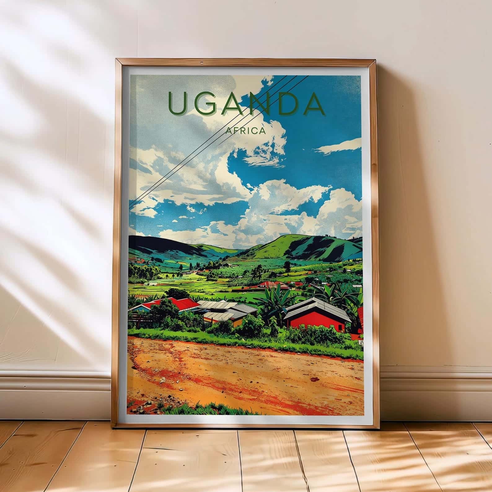 Map of Uganda Artwork | Maps Wall Art | A2 at XILEF Art