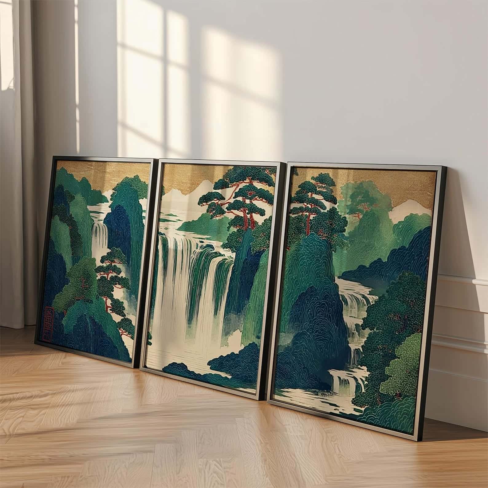 Flowers Artwork | Floral Nature Wall Art | Trio, A2 at XILEF Art