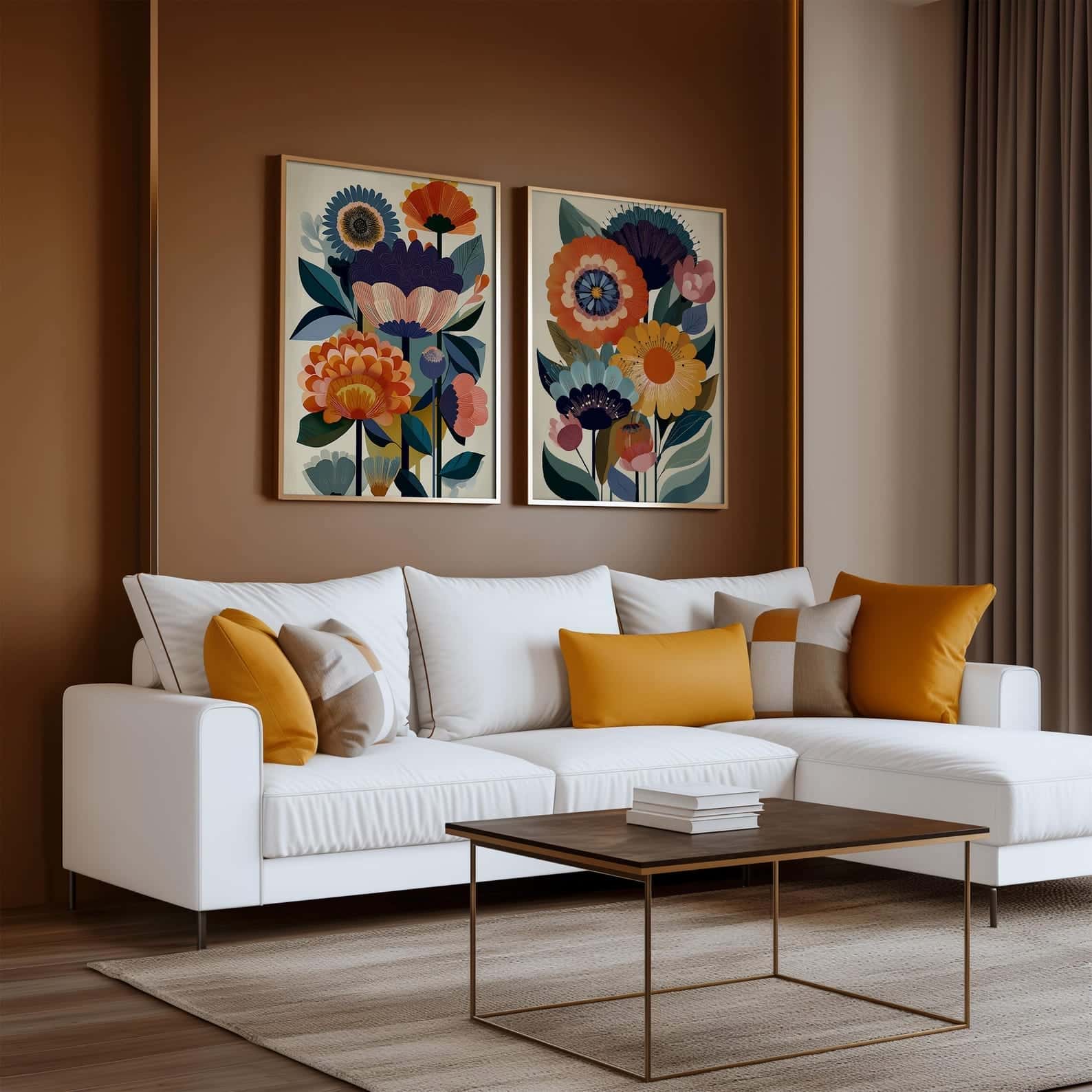 Flowers Artwork | Floral Nature Wall Art | Duo, A2 at XILEF Art