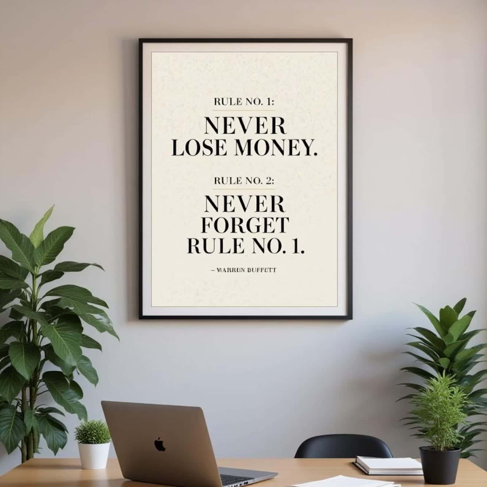 Rule No. 1 & Rule No.2 ... Never Lose Money | Inspirational Wall Art | Single, A3 at XILEF Art