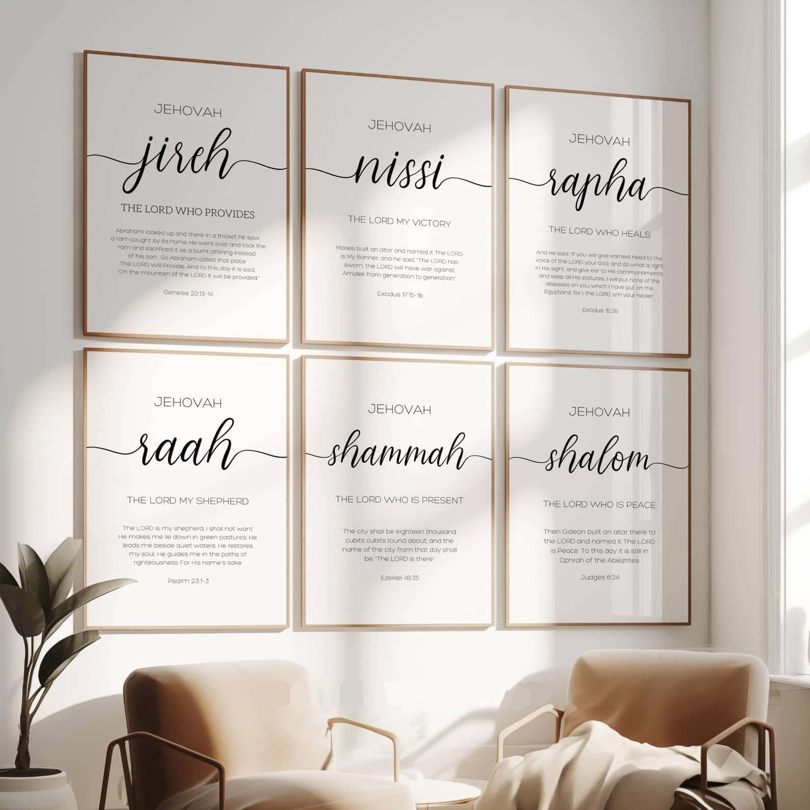 The Names of God, JEHOVAH Artwork | Single, Christian Wall Art, A4 each at XILEF Art