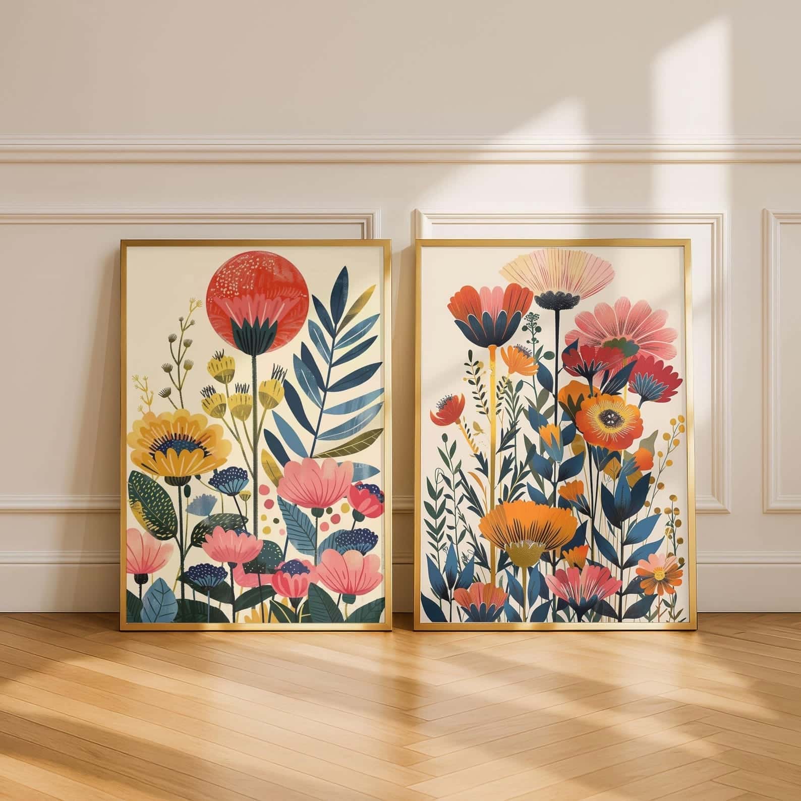 Flowers Artwork | Floral Nature Wall Art | Duo, A2 at XILEF Art