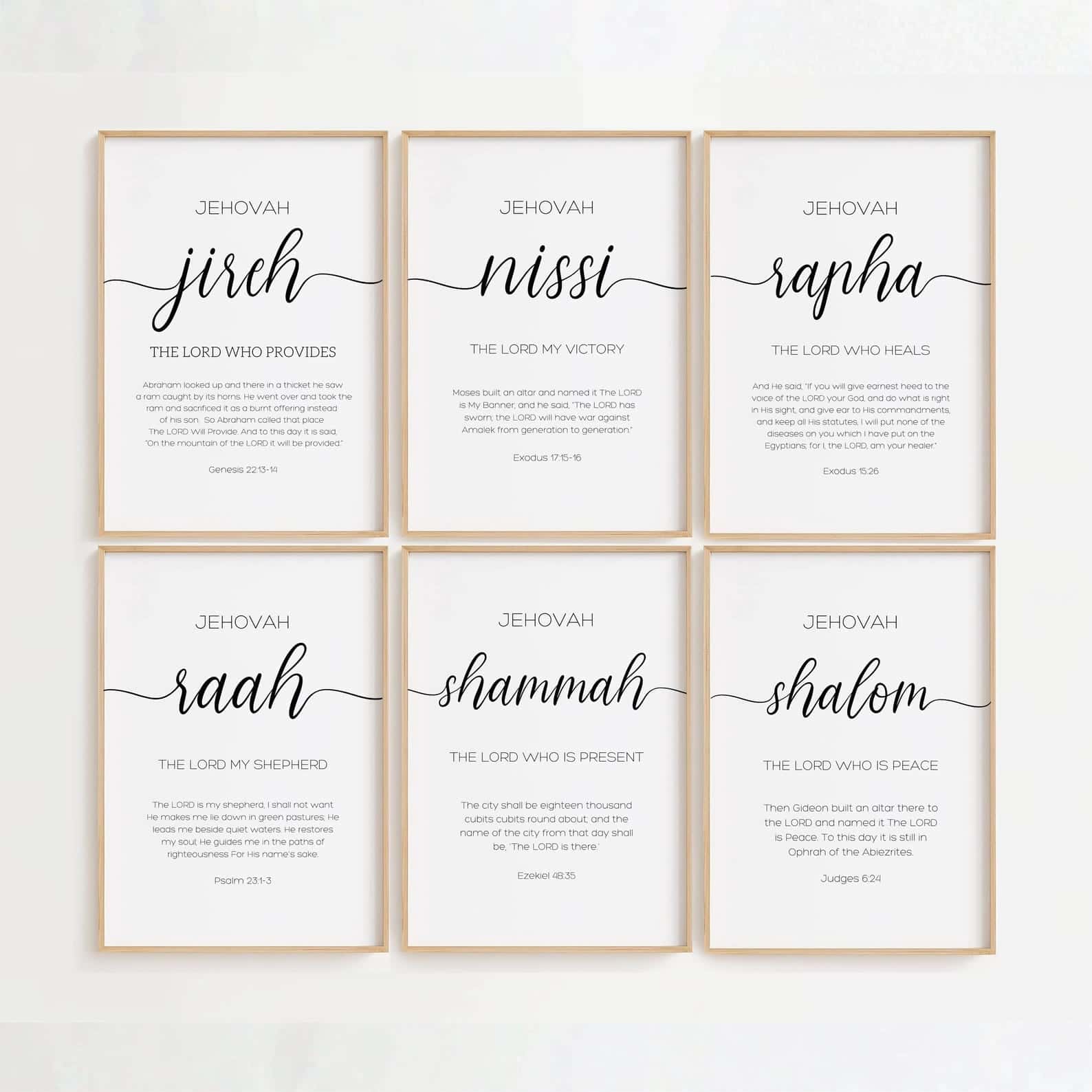 The Names of God, JEHOVAH Artwork | Single, Christian Wall Art, A4 each at XILEF Art