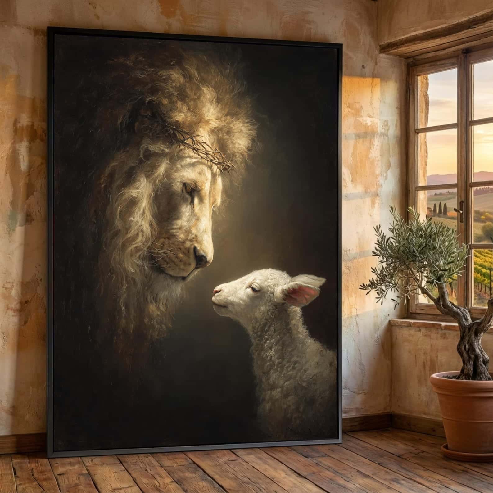 JESUS, The Lamb and The Lion | Christian Wall Art, A2 at XILEF Art