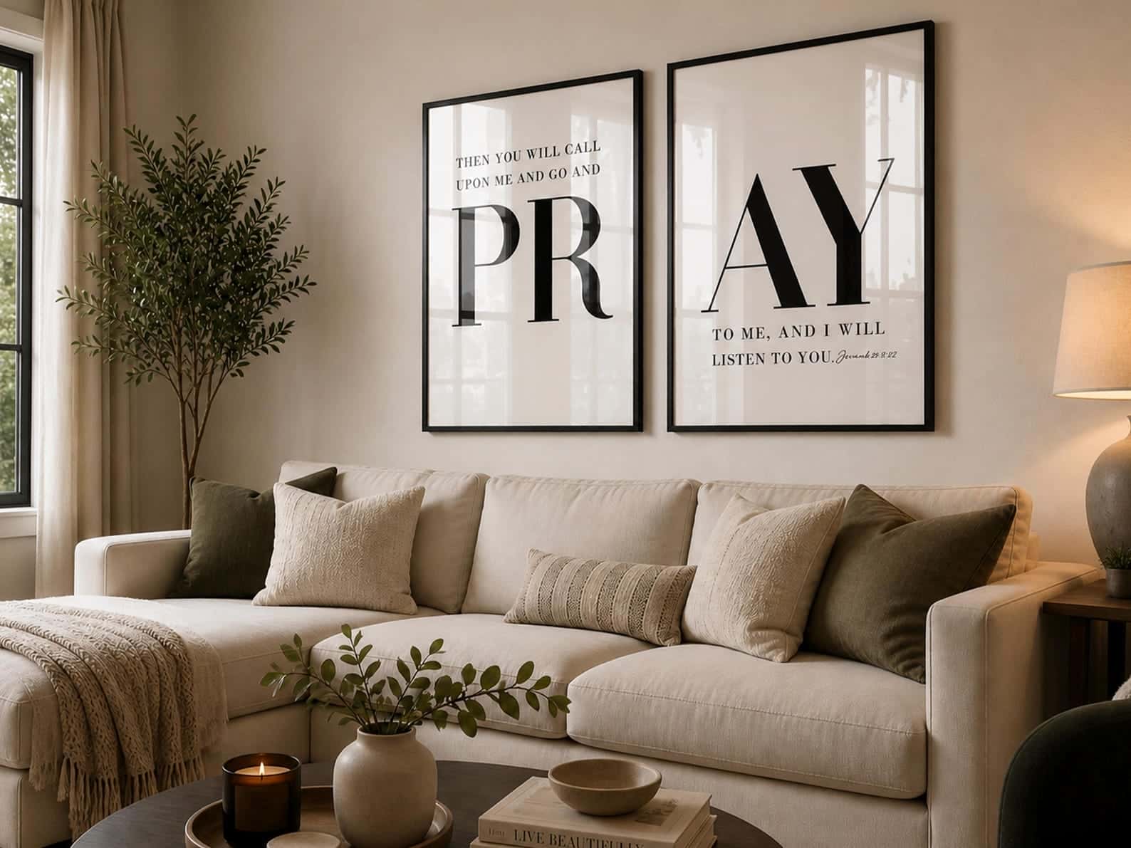 Then You Will Pray, Bible Verse, Jeremiah 29:12 | Duo Set, Christian Wall Art, A2 at XILEF Art