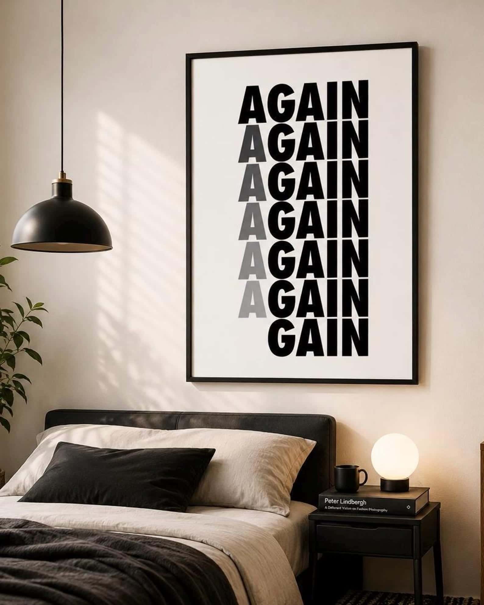 Again, Again, Again, Again, ... Gain | Inspirational Wall Art | Single, A3 at XILEF Art