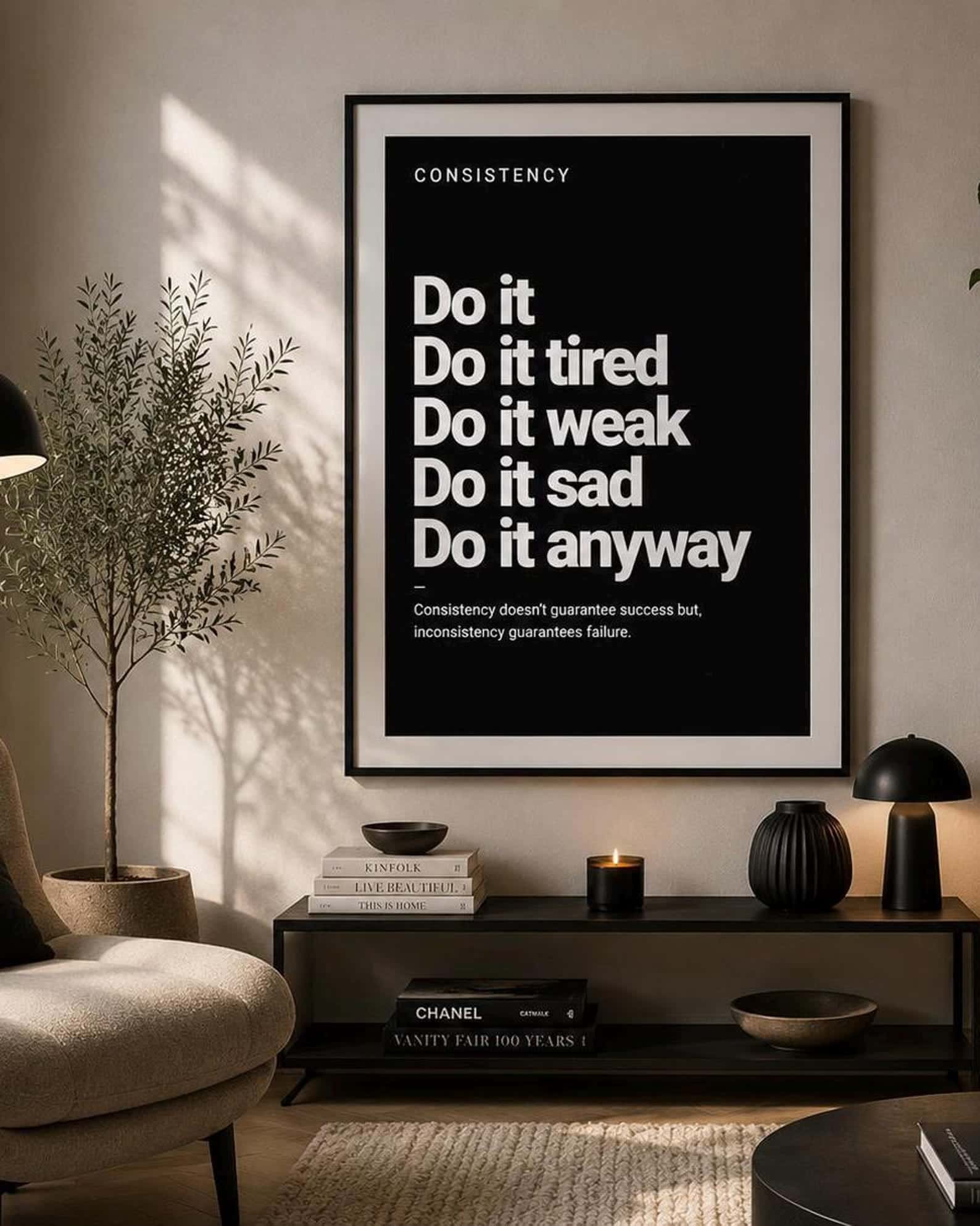 Do It ... Tired, Weak, Sad, Anyway  | Inspirational Wall Art | Single, A3 at XILEF Art