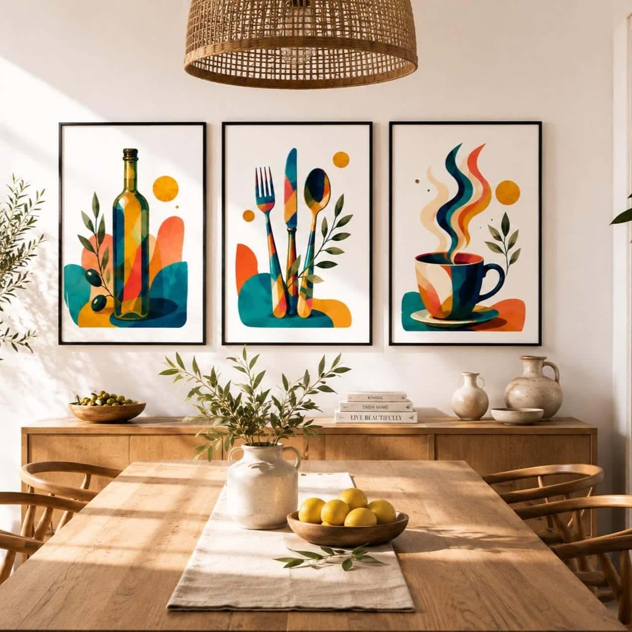 Kitchen or Dining Artwork |  Home Wall Art | Trio, A2 at XILEF Art