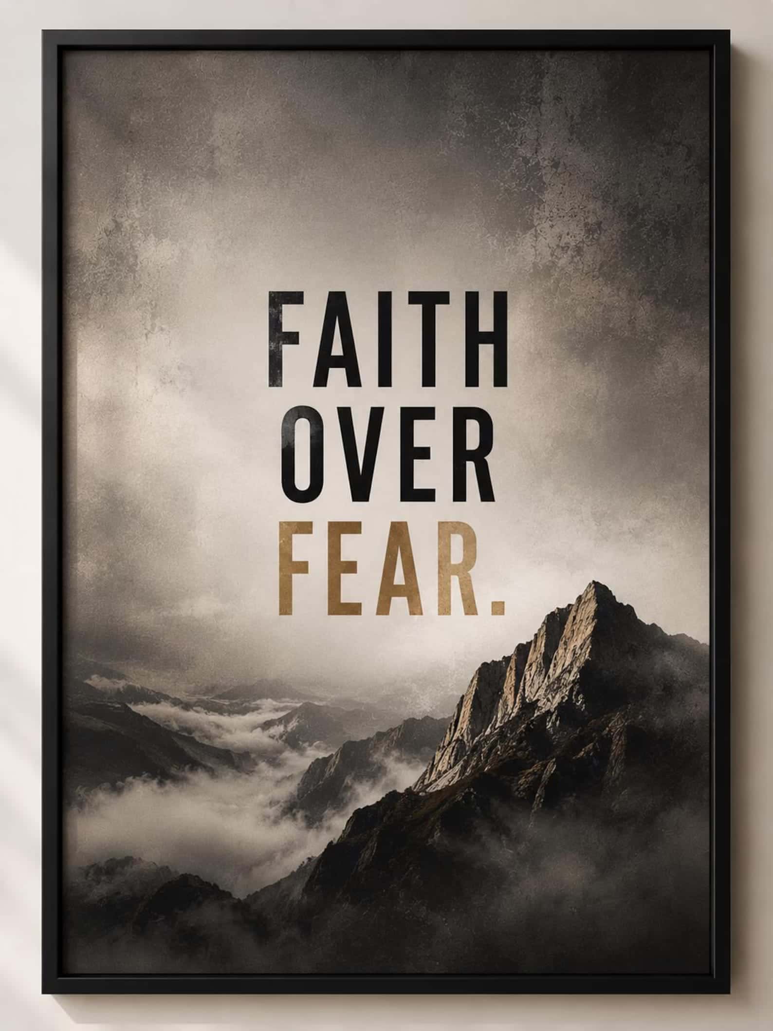 Faith Over Fear Artwork | Inspirational Wall Art | Single, A2 at XILEF Art