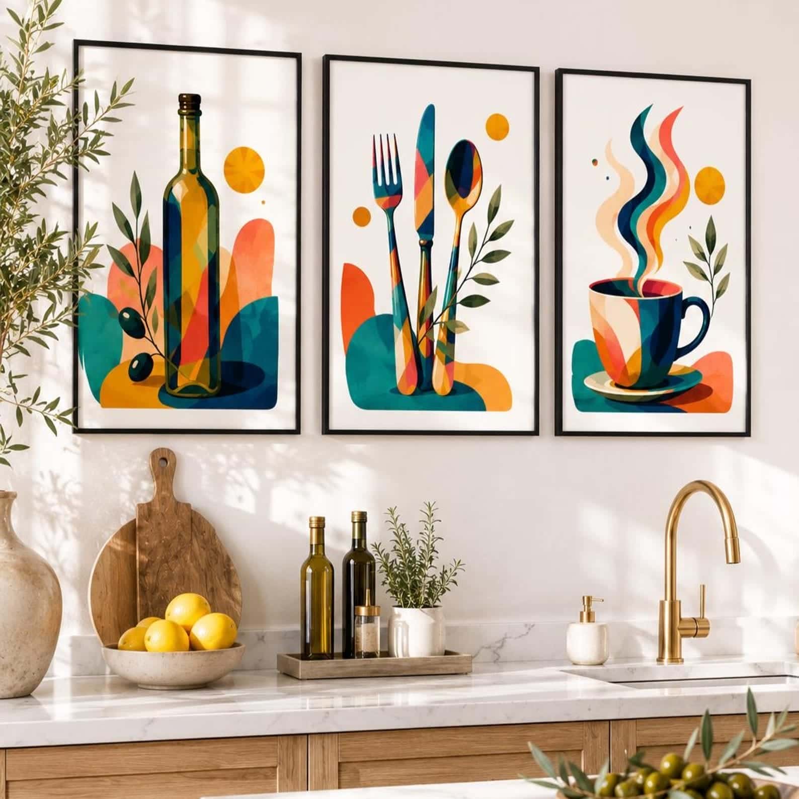 Kitchen or Dining Artwork |  Home Wall Art | Trio, A2 at XILEF Art