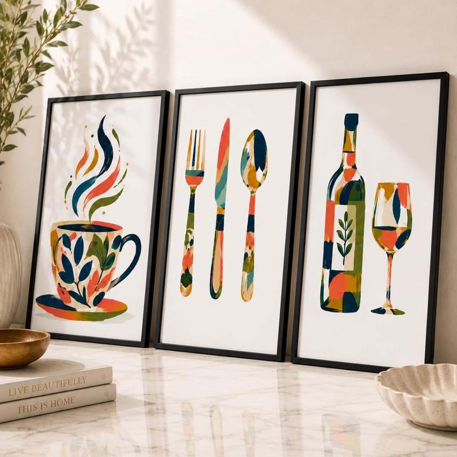 Kitchen or Dining Artwork |  Home Wall Art | Trio, A2 at XILEF Art