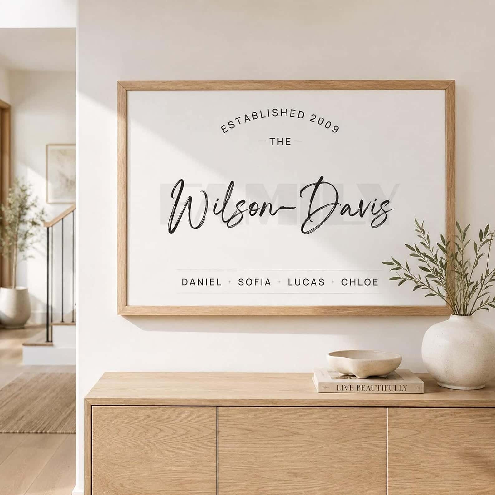 Personalised Family Names Print | Customized Gift for a Family | Custom Wall Art for Family | Single, A2 at XILEF Art