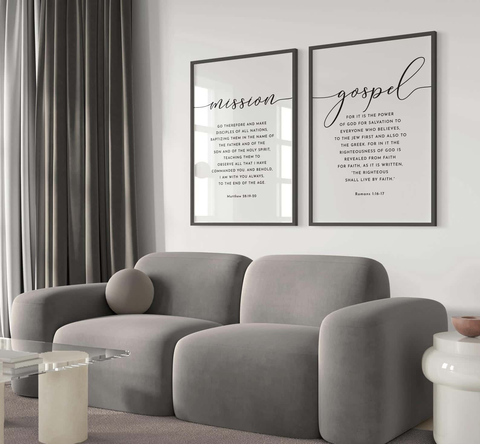 Mission to Preach the Gospel, Bible Verses | Duo Set, Christian Wall Art, A2 at XILEF Art