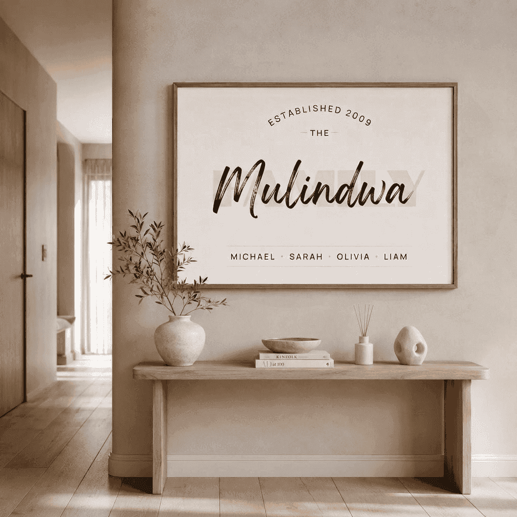 Personalised Family Names Print | Customized Gift for a Family | Custom Wall Art for Family | Single, A2 at XILEF Art