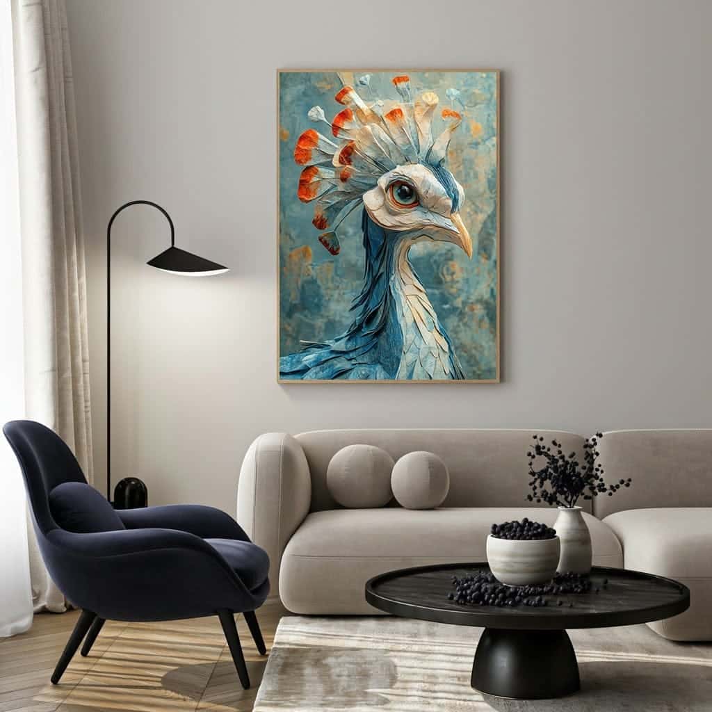 Origami Peacock | Wildlife Artwork | Nature Wall Art | A2 at XILEF Art