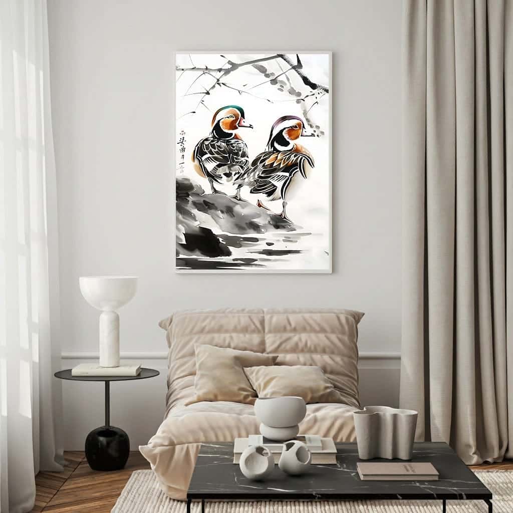 Mandarin Ducks | Wildlife Artwork | Nature Wall Art | A2 at XILEF Art