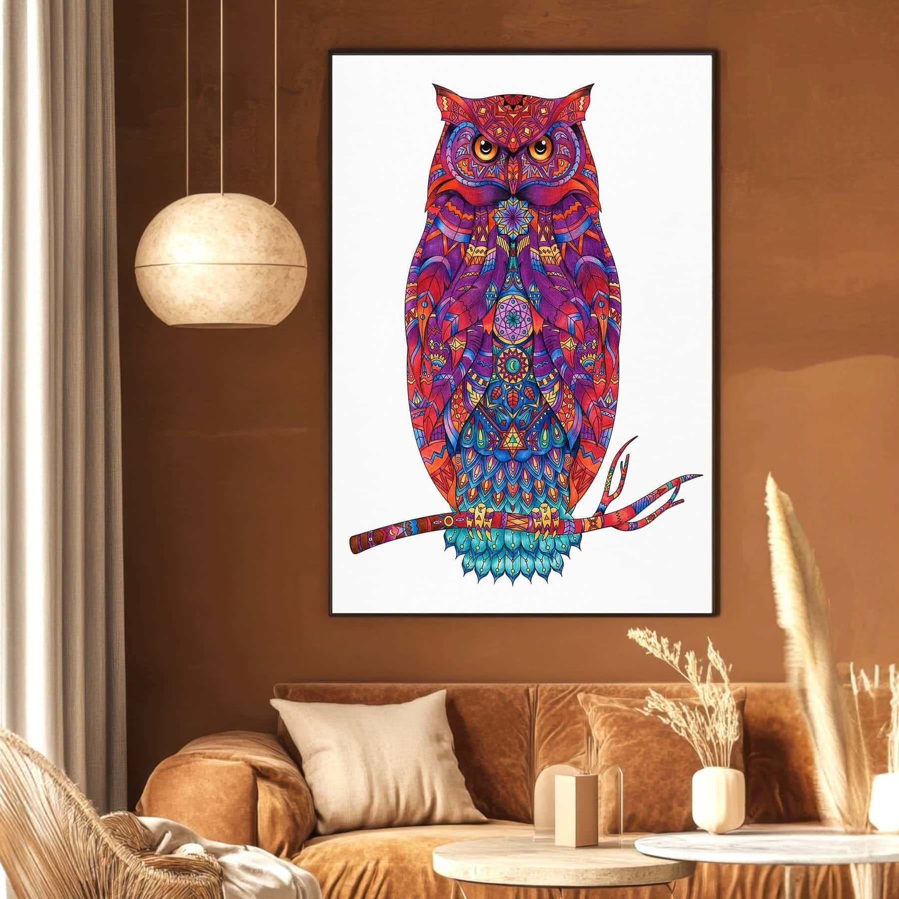 Owl Pattern | Wildlife Artwork | Nature Wall Art | A2 at XILEF Art