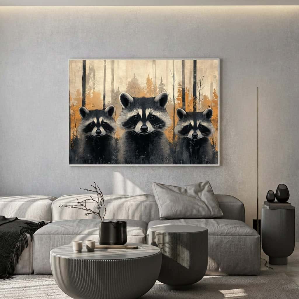Raccoons | Wildlife Artwork | Nature Wall Art | A2 at XILEF Art